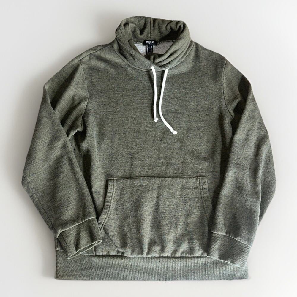 Forever 21 Men’s Green Cowl Neck Pullover Hoodie Sweatshirt Size M